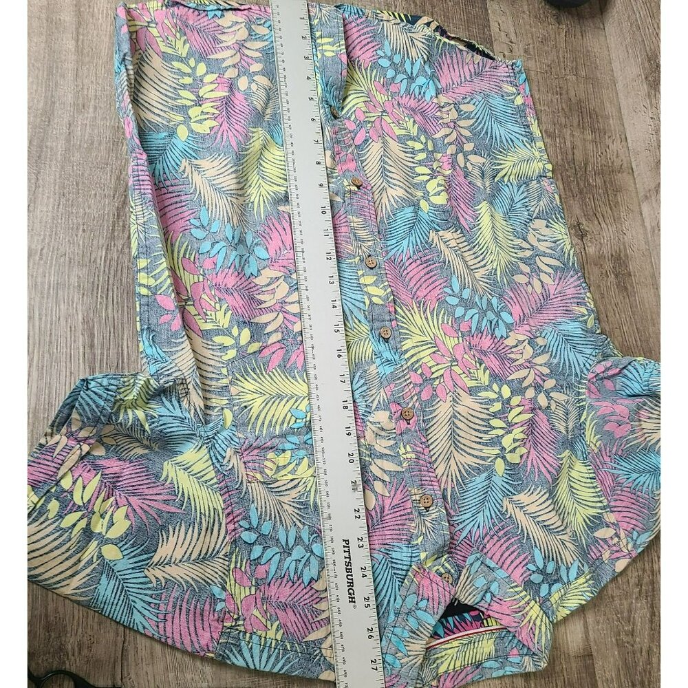 Plugg Mens S Colorful Fade Floral Button Up Short Sleeve Hawaiian Tropical Shirt - Picture 5 of 9